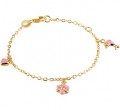  Gouden baby bedelarmbandje met drie bedeltjes 