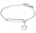 Baby armbandje met naamplaatje en Sterretje gerhodineerd zilver