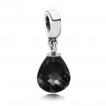 925 sterling zilver / zwart kristal, gefacetteerd