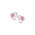 Creolen met bloemetjes roze/wit NWKI15