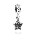 925 sterling zilver / zwart kristal